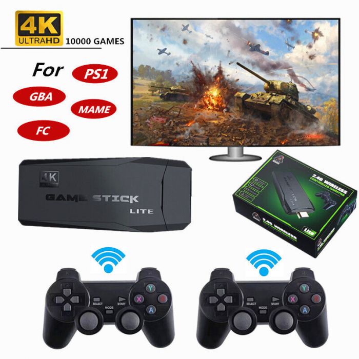 Nouvelle manette de jeu rétro 4K 2024, avec 9 émulateurs intégrés, plus de 20 000 jeux, sortie HDMI 4K, manettes sans fil 2,4 GHz, jeux vidéo Plug and Play rétro pour TV