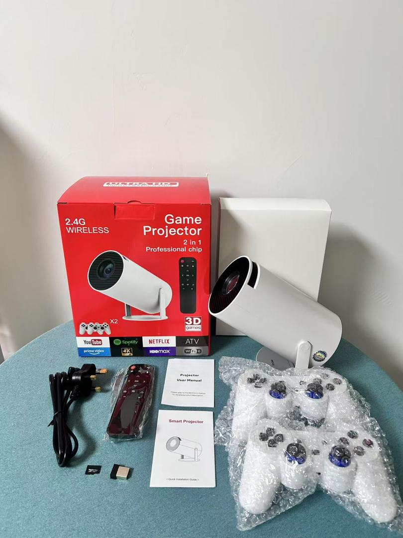 Projecteur LED HD 4K + 10 000 jeux – Lampe LCD, sans fil, idéal maison & extérieur, compatible téléphone.