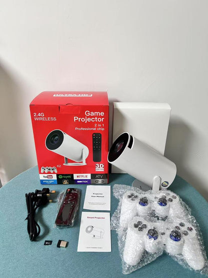 Projecteur LED HD 4K + 10 000 jeux – Lampe LCD, sans fil, idéal maison & extérieur, compatible téléphone.
