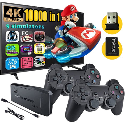 Nouvelle manette de jeu rétro 4K 2024, avec 9 émulateurs intégrés, plus de 20 000 jeux, sortie HDMI 4K, manettes sans fil 2,4 GHz, jeux vidéo Plug and Play rétro pour TV